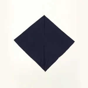 Close-up detail of navy blue mercerized cotton stretch Muslim women hijab headscarf.