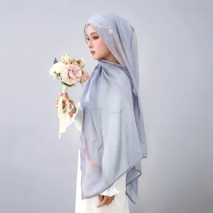 Women Fashion Abstract Print Long Scarf Versatile Lightweight Shawl Wide Brim Headscarf