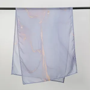 Women lightweight printed long scarf lavender gold foil pattern fashion shawl casual wrap