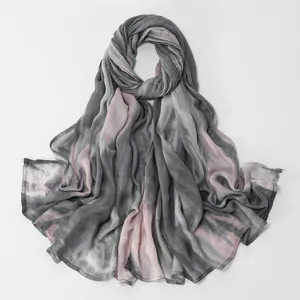 Verlauf langer Schal Modal Hijab Damen Batik Tuch zweifarbig lässig weiches feines Tuch