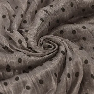 Fashion cotton linen polka dot scarf women autumn winter bubble wrinkle long shawl