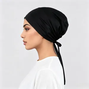 Dames Effen Kleur Polyester Strikmuts Antislip Elastische Hoofddoek Ondergoed Chemo Muts Voor Haaruitval Dagelijks Gebruik