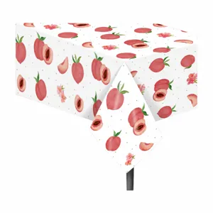 Nappe PE Motif Fruit Pêche Jetable Fête Anniversaire Housse de Table Imperméable Nappe Rectangulaire Décor
