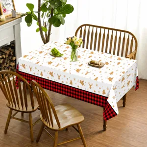 Christmas plaid disposable PE tablecloth 130x220cm holiday party table cover decoration