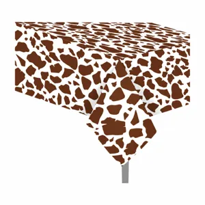 Nappe en PE jetable motif vaches pour fête d'anniversaire et thème animalier 130x220cm