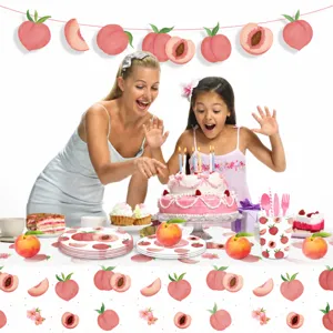 Nappe et vaisselle de fête thème pêche, matériel PE étanche pour les célébrations d'anniversaire.