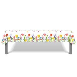 Nappe tulipe et papillon de printemps pour décoration de table de fête, matériau PE étanche.