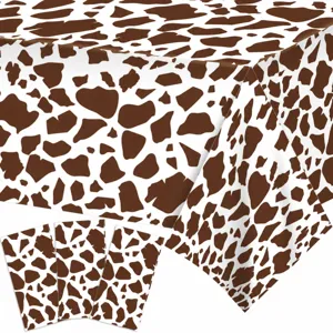 Nappe d'Anniversaire de Fête à Thème d'Animaux Imprimé Vache Nappe en Plastique PE Jetable Pour Événement de Célébration