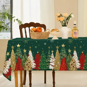 Grüne Weihnachtsbaum Tischdecke 130x220cm Party dekorative PE Tischabdeckung für Feiertage.