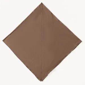 Premium stretch cotton instant hijab for women, comfortable brown headscarf, daily wear.