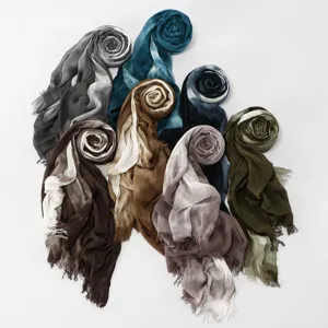 Women ethnic gradient cotton linen long scarf versatile casual daily shawl headscarf main