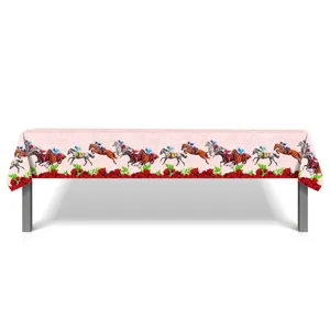 Horse racing theme PE tablecloth 130x220cm for birthday party decoration table cover