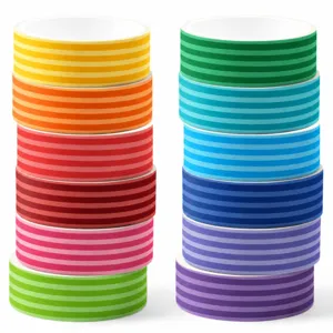 Colorful Striped Washi Tape Set Decorative Adhesive Tape For DIY Scrapbooking Journaling Office School Supplies