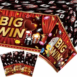 Poker Theme Party Plastic Tablecloth Big Win Casino Birthday Table Cover Waterproof Disposable Tablecloth Decoration