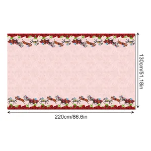 Disposable PE Rose Horse Racing Tablecloth 130x220cm for Birthday Party Celebration