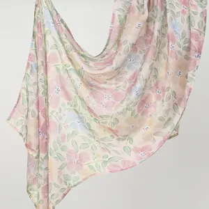 Floral print rayon long scarf women summer sun protection shawl ethnic style drape