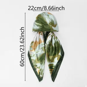 Satin printed headscarf cap versatile fashion elegant casual bonnet for women green white