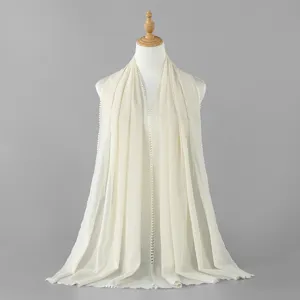 Solid color chiffon long scarf elegant headscarf lightweight breathable women shawl
