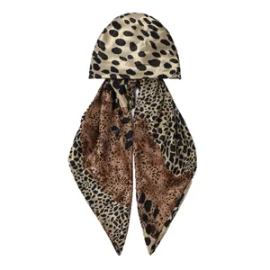 Stylish Women Satin Leopard Print Turban Hat Fashion Elegant Headscarf Casual Head Wrap