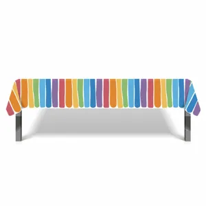 Mantel de arco iris colorido para fiesta de cumpleaños, funda de mesa impermeable PE.