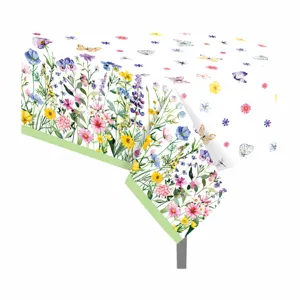 Spring floral birthday tablecloth 130x220cm garden butterfly PE party table cover decor