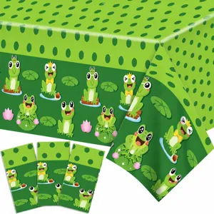 Cartoon Frog Disposable Tablecloth Waterproof PE Table Cover For Birthday Party Kids Celebration Table Decoration Supplies