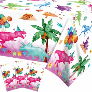 Pink Dinosaur Party Disposable PE Tablecloth Waterproof Children Birthday Party Table Cover Kids Celebration Decor Supplies