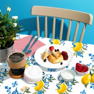 Blue porcelain lemon pattern tablecloth for party dining room table decoration 130x220cm