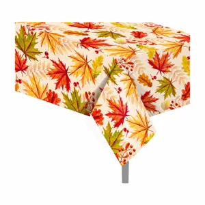 Vista detallada con patrón de hojas de arce de otoño, mantel de PE impermeable para fiestas.