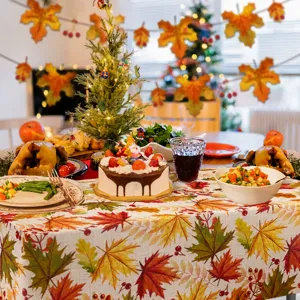 Mantel de hojas de arce de otono impermeable funda de mesa de fiesta detalles