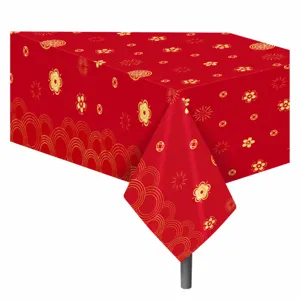 Mantel rojo de Año Nuevo chino mantel de fiesta desechable de PE 130x220cm festivo
