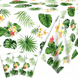 Hawaiianische Tropische Palmblätter Blumen Einweg Plastiktischdecke Geburtstag Party Tischabdeckung Bankett Dekor