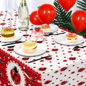 Tovaglia monouso in plastica tema coccinella 130x220cm per dettagli di decorazione festa.