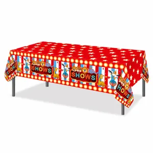 Mantel de mesa desechable de PE con tema de circo de carnaval para fiesta 130x220cm