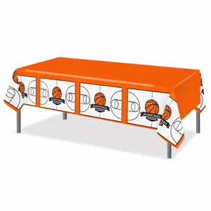 Waterproof PE plastic basketball theme tablecloth for birthday parties and sports events cover.