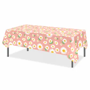 Tovaglia margherita rosa usa e getta in PE copritavolo per festa di compleanno 130x220cm