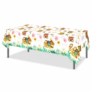 Cartoon bear plastic tablecloth for baby birthday party celebration 130x220cm waterproof