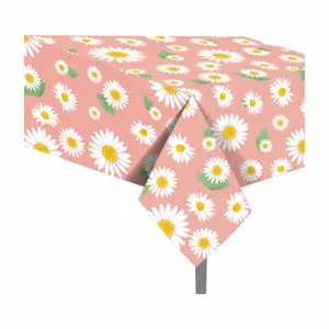 Tovaglia rosa con margherite per festa di compleanno usa e getta in plastica 130x220cm
