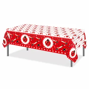 Tovaglia usa e getta in PE con graziosa stampa di coccinella, perfetta per feste di compleanno 130x220cm