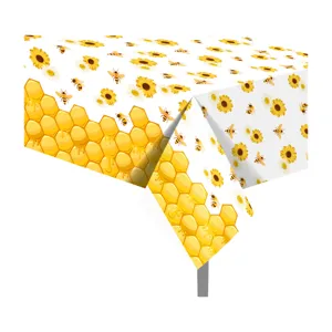 Sonnenblume und Honigbiene Tischdecke fuer Party wasserdichte rechteckige Tischabdeckung