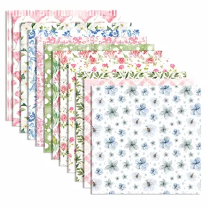 Spring floral scrapbook paper set, watercolor rose DIY craft material collage background sheets.