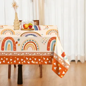 Bohemian Rainbow Plastic Tablecloth Disposable Table Cover For Birthday Party Home Dining Table Decoration