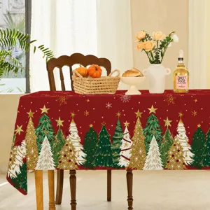 Red Christmas tree tablecloth party decorative disposable PE table cover 130x220cm