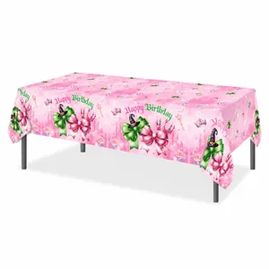 Pink Green Princess Castle PE Tablecloth 130x220cm Disposable Party Table Decoration