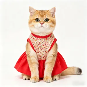 Detailansicht des Sommer Haustier Blumenkleids, atmungsaktiver Stoff für Hunde und Katzen.