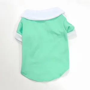 T-shirt polo d'été respirant pour chien de compagnie avec col et poignets contrastés