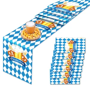 Deutscher Oktoberfest Tischläufer Tischdecke Blau Weiß Rautenmuster Kunststoff Party Festival Heim Esstisch Dekor