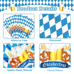 Oktoberfest Tischläufer Set blau weiß Rautenmuster Kunststoff wasserdichte Party Deko