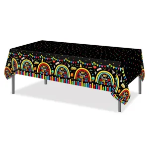 Mantel de plastico rectangular para decoracion de fiesta de agradecimiento a maestros
