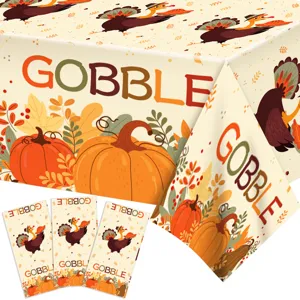 Thanksgiving pumpkin turkey tablecloth detail view, autumn harvest party table cover 130x220cm